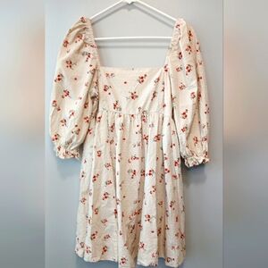 Altared State Floral Milkmaid Cottagecore Puff Sleeve Midi Dress Women's Medium